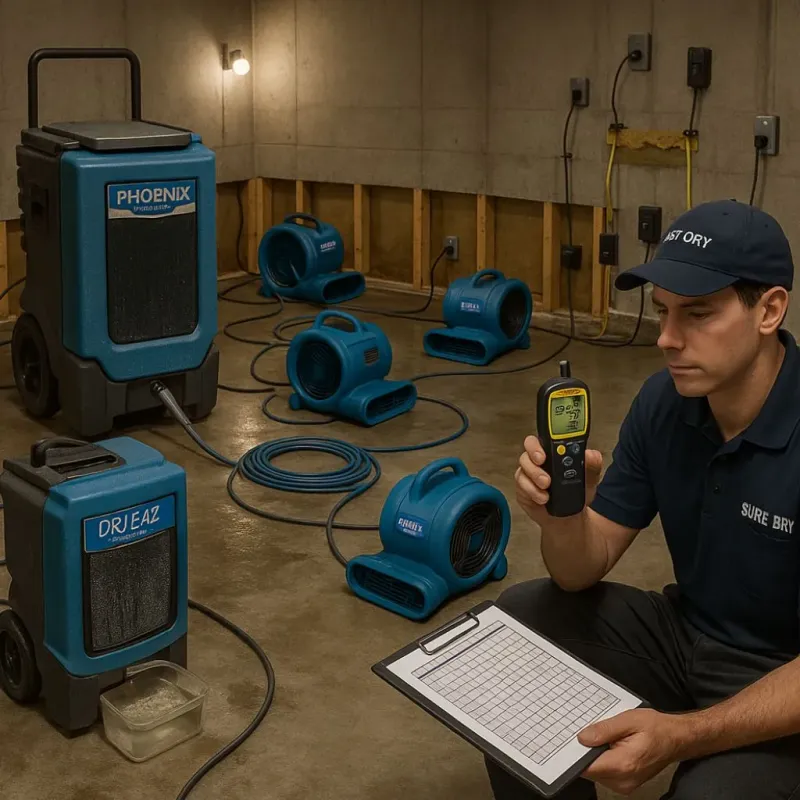 Structural Drying and Dehumidification process in Chelmsford, MA